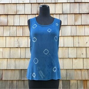 NWT Isvald Handmade Indigo Blue Tie Dye Silk Tank Top, M